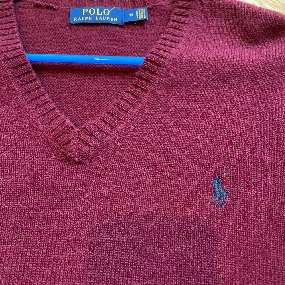 Polo Ralph Lauren mens Merino wool/ cashmere sweater. Burgundy
